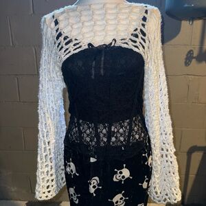 Crochet Mesh Bell Sleeve Top